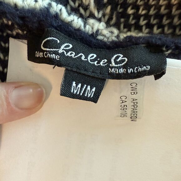 Women’s Button Cardigan Knit Sweater Jacket Hooded Blue Red Plaid Charlie B Sz M - Picture 4 of 4